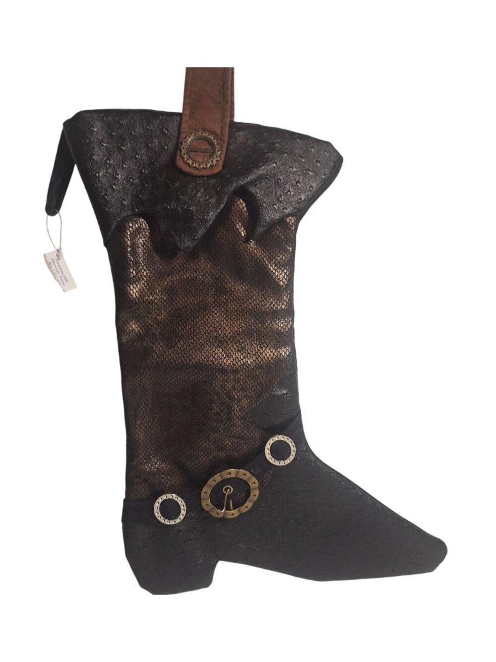 18" Cowboy Boot Christmas Stocking Dorothy Madans 08 Faux Leather Embellishments - Picture 1 of 10